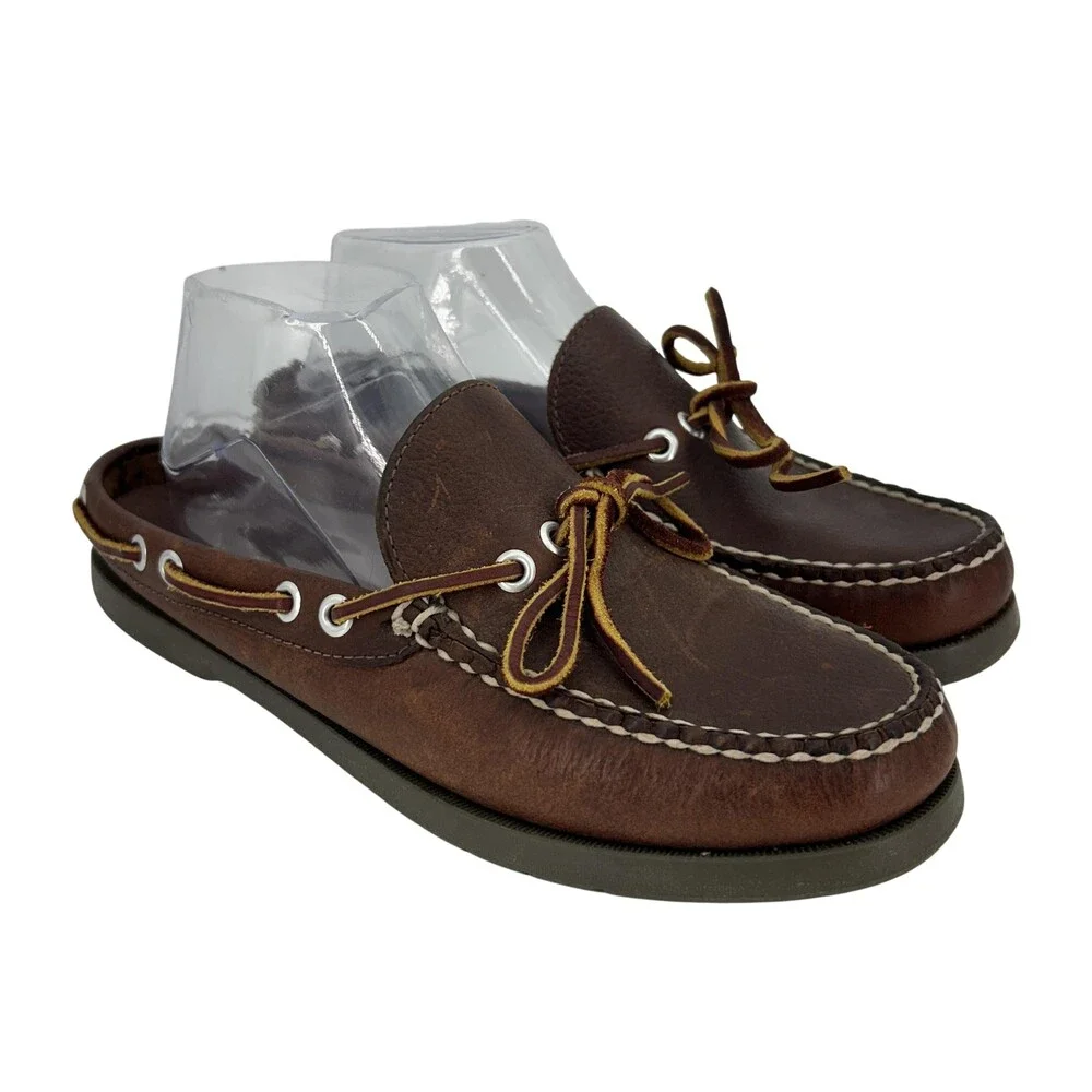 Vintage L.L.Bean Shoes Mens Size 8.5 Leather Boat Camp Mocs Slip On Loafers